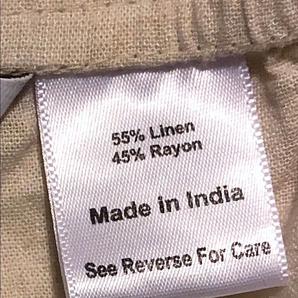 DONATED Pants-Linen Blend,Cropped,Pockets, Button - Picture 3 of 7